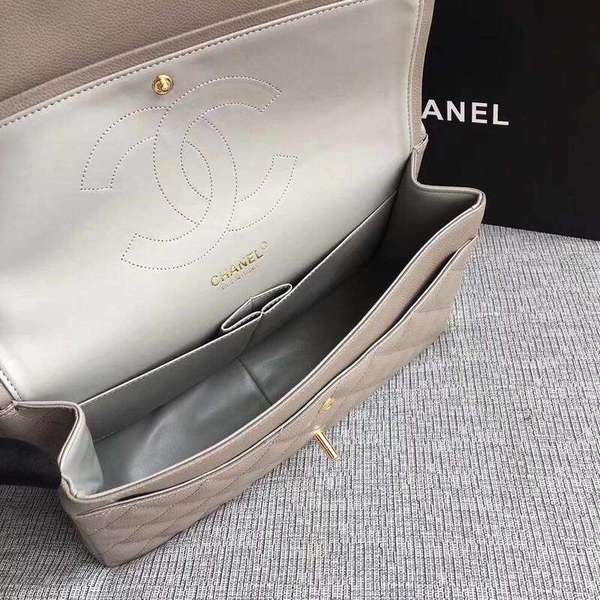 Chanel Flap Shoulder Bags Grey Original Calfskin Leather CF1113 Gold Chanel Flap Shoulder Bags Grey Original Calfskin Leather CF1113 Gold