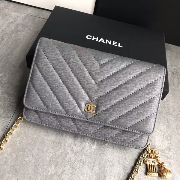 Chanel Owl Pendant Flap Shoulder Bag Calfskin Leather A33814 Grey Chanel Owl Pendant Flap Shoulder Bag Calfskin Leather A33814 Grey