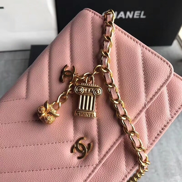 Chanel Owl Pendant Flap Shoulder Bag Calfskin Leather A33814 Peach Chanel Owl Pendant Flap Shoulder Bag Calfskin Leather A33814 Peach