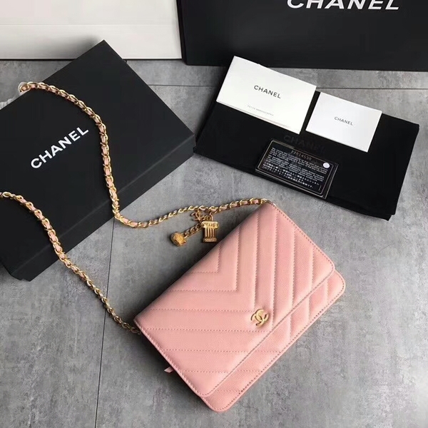 Chanel Owl Pendant Flap Shoulder Bag Calfskin Leather A33814 Peach Chanel Owl Pendant Flap Shoulder Bag Calfskin Leather A33814 Peach
