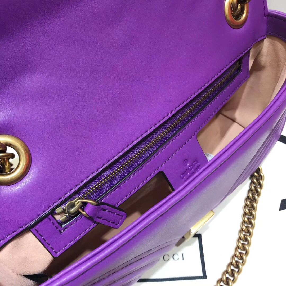 Gucci GG Marmont Sheenskin Shoulder Bag 443497A purple Gucci GG Marmont Sheenskin Shoulder Bag 443497A purple