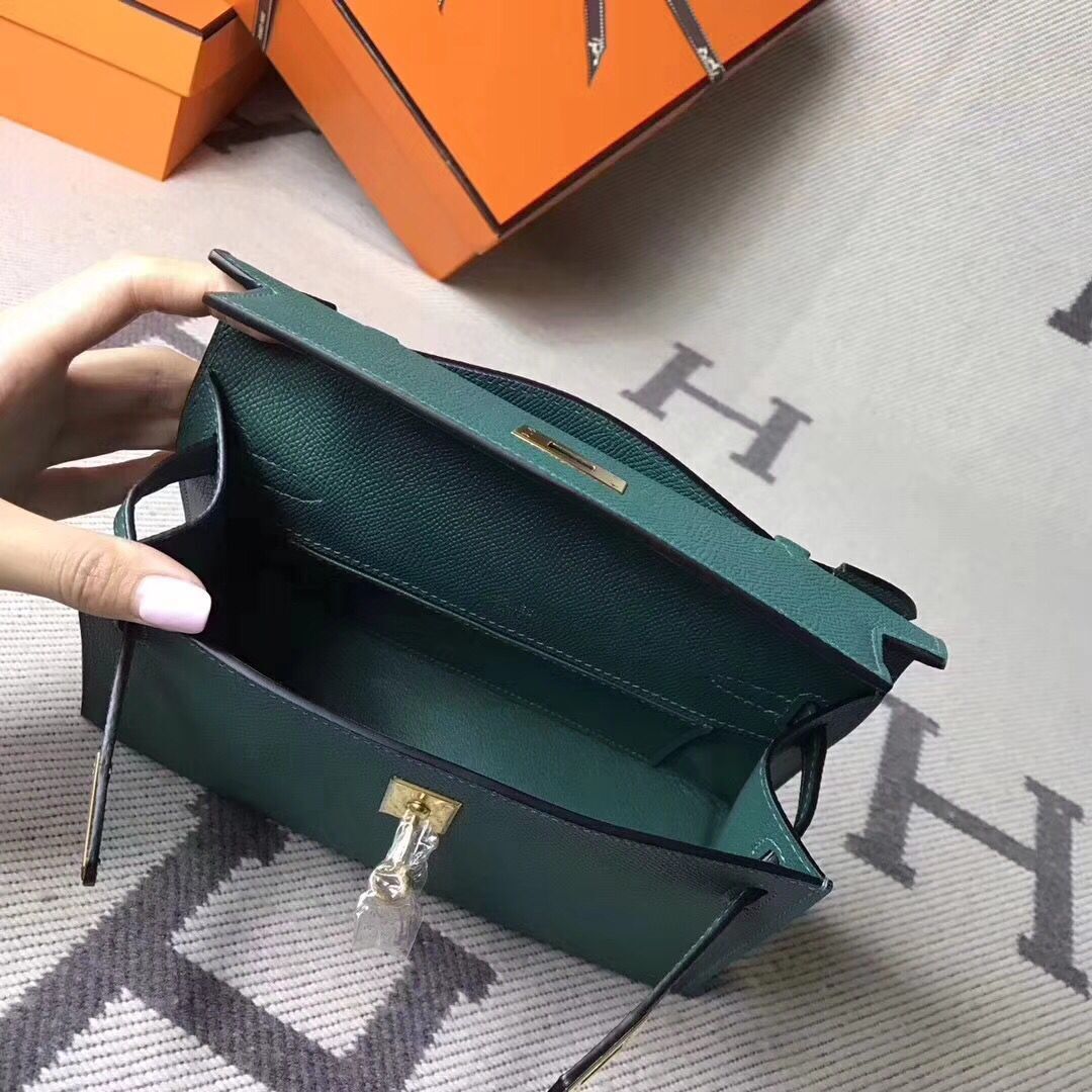 Hermes Kelly 22CM Tote Bag Original Epsom Leather KL22 Dark Green Hermes Kelly 22CM Tote Bag Original Epsom Leather KL22 Dark Green