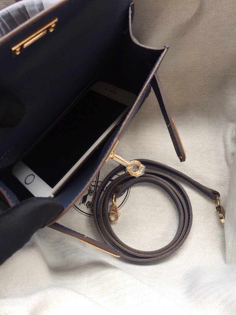 Hermes Kelly 20cm Tote Bag Original Epsom Leather KL20 Blue Hermes Kelly 20cm Tote Bag Original Epsom Leather KL20 Blue