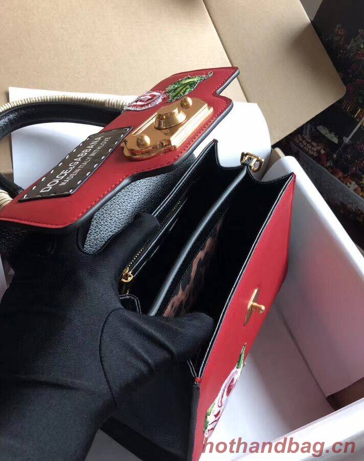Dolce & Gabbana SICILY Chrysanthemum Calfskin Tote Bags 5588-2 red Dolce & Gabbana SICILY Chrysanthemum Calfskin Tote Bags 5588-2 red