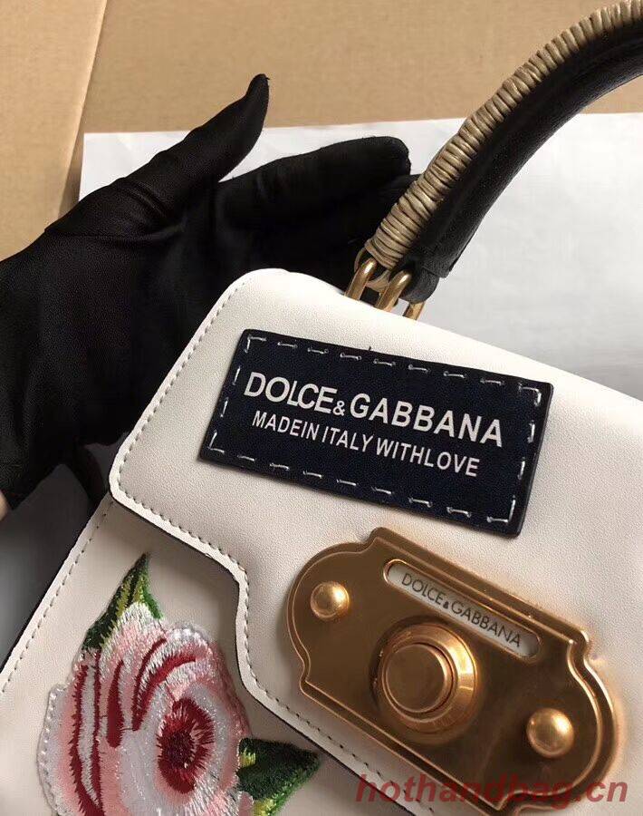 Dolce & Gabbana SICILY Chrysanthemum Calfskin Tote Bags 5588-2 white Dolce & Gabbana SICILY Chrysanthemum Calfskin Tote Bags 5588-2 white
