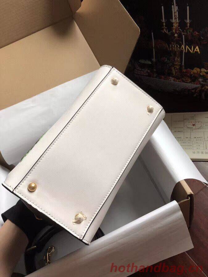 Dolce & Gabbana SICILY Chrysanthemum Calfskin Tote Bags 5588-2 white Dolce & Gabbana SICILY Chrysanthemum Calfskin Tote Bags 5588-2 white
