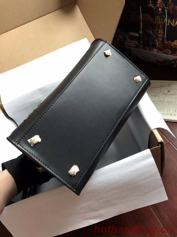 Dolce & Gabbana SICILY Chrysanthemum Calfskin Tote Bags 5588-2black Dolce & Gabbana SICILY Chrysanthemum Calfskin Tote Bags 5588-2black