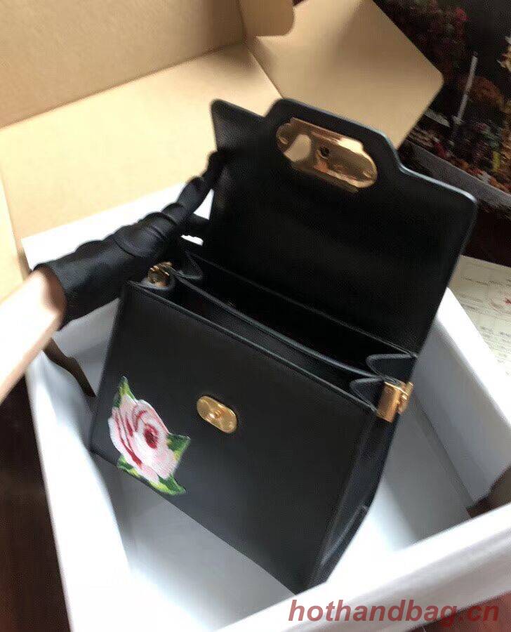 Dolce & Gabbana SICILY Chrysanthemum Calfskin Tote Bags 5588-2black Dolce & Gabbana SICILY Chrysanthemum Calfskin Tote Bags 5588-2black