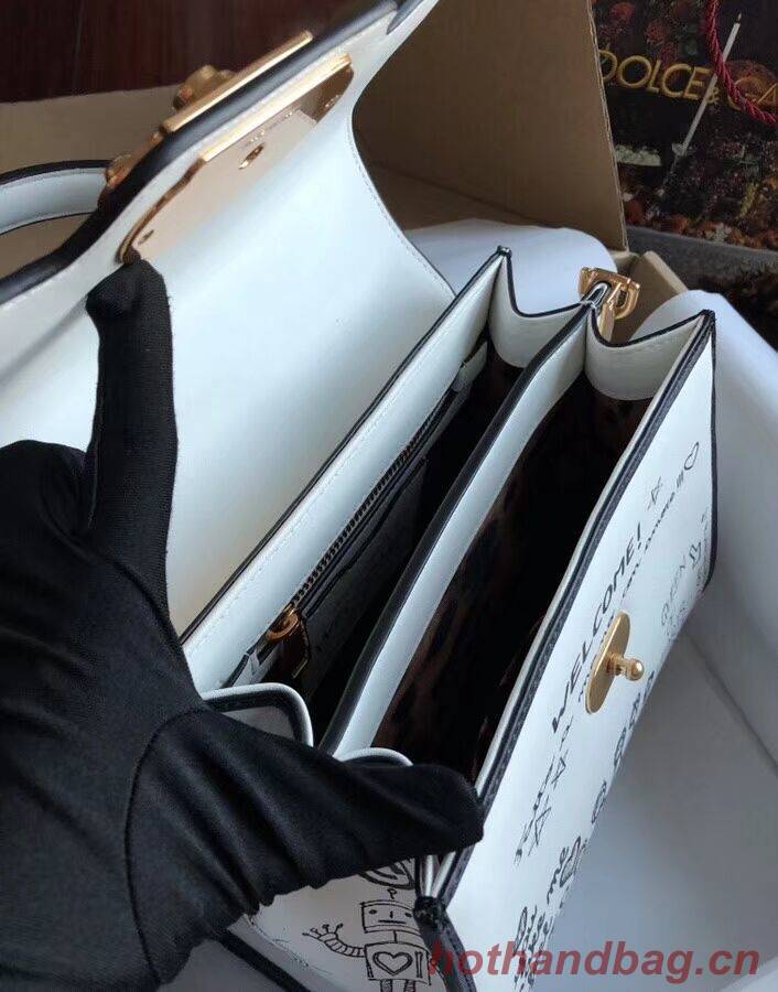 Dolce & Gabbana SICILY Chrysanthemum Calfskin Tote Bags 5588 white Dolce & Gabbana SICILY Chrysanthemum Calfskin Tote Bags 5588 white