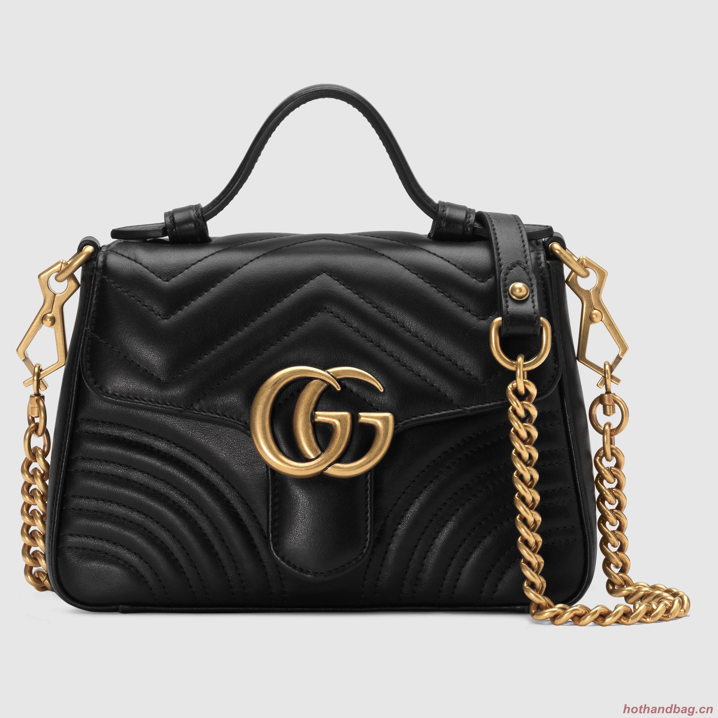 Gucci GG Marmont mini top handle bag 547260 black Gucci GG Marmont mini top handle bag 547260 black