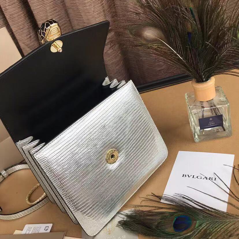 BVLGARI Serpenti Forever leather flap bag 286999 silver BVLGARI Serpenti Forever leather flap bag 286999 silver