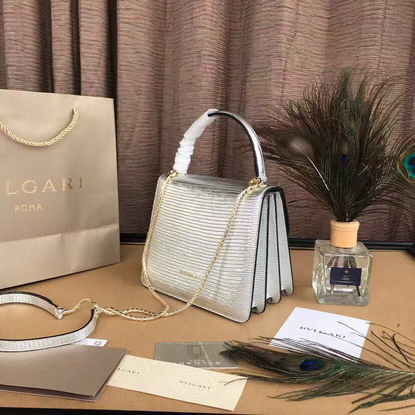 BVLGARI Serpenti Forever leather flap bag 286999 silver BVLGARI Serpenti Forever leather flap bag 286999 silver