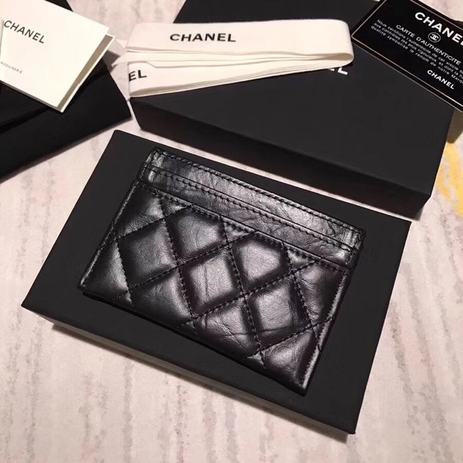 Chanel card holder Aged Calfskin A80611 black