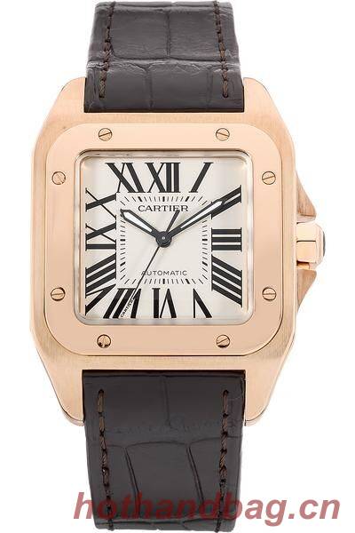 Cartier Santos 100 18kt Rose Gold and Steel Automatic Mens Wristwatch-W20072X7 Cartier Santos 100 18kt Rose Gold and Steel Automatic Mens Wristwatch-W20072X7