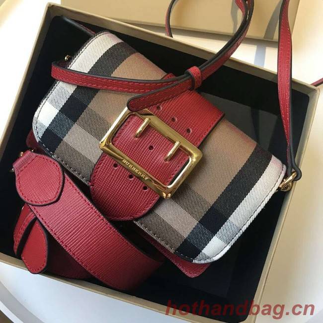 BURBERRY Hampshire vintage check leather cross-body bag 24581 red