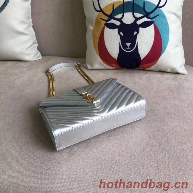 YSL Flap Bag Calfskin Leather 428134 silver