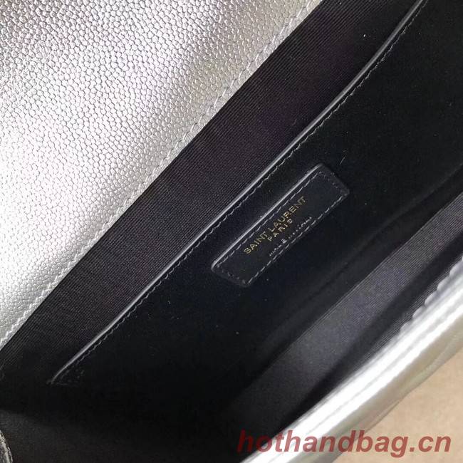 YSL Flap Bag Calfskin Leather 428134 silver