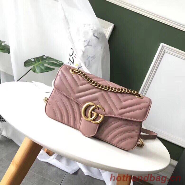 Gucci GG Marmont Original Leather small matelasse shoulder bag 443497 pink Gucci GG Marmont Original Leather small matelasse shoulder bag 443497 pink