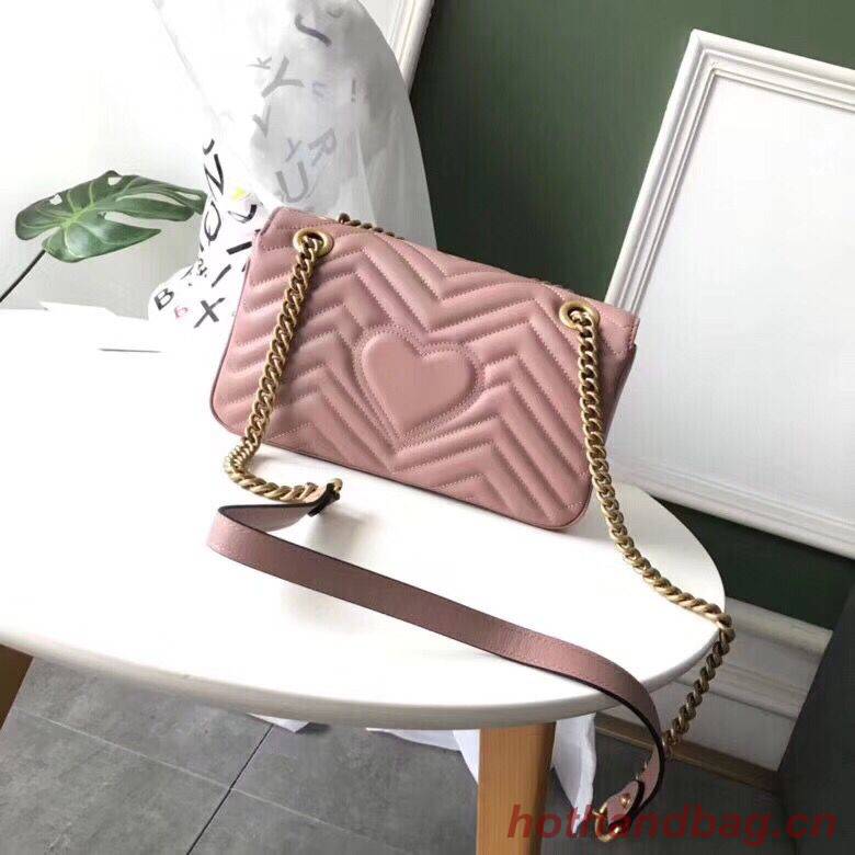 Gucci GG Marmont Original Leather small matelasse shoulder bag 443497 pink Gucci GG Marmont Original Leather small matelasse shoulder bag 443497 pink