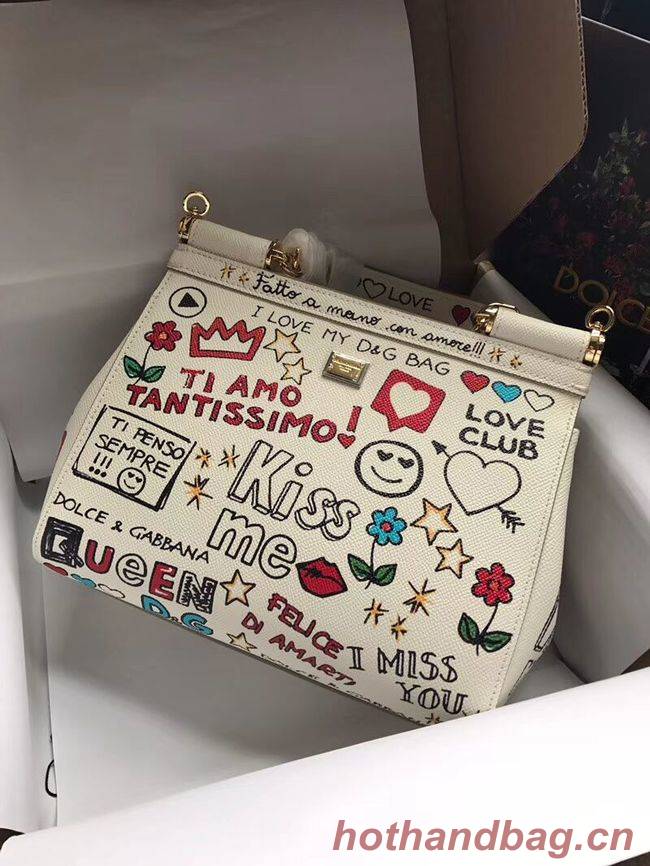 Dolce & Gabbana SICILY Bag Calfskin Leather 4136-4 white Dolce & Gabbana SICILY Bag Calfskin Leather 4136-4 white