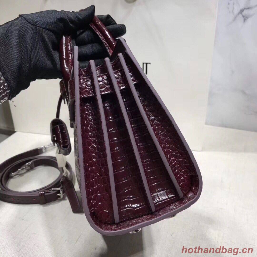 SAINT LAURENT Crocodile-Embossed Leather Organ Bag 392035 Wine SAINT LAURENT Crocodile-Embossed Leather Organ Bag 392035 Wine