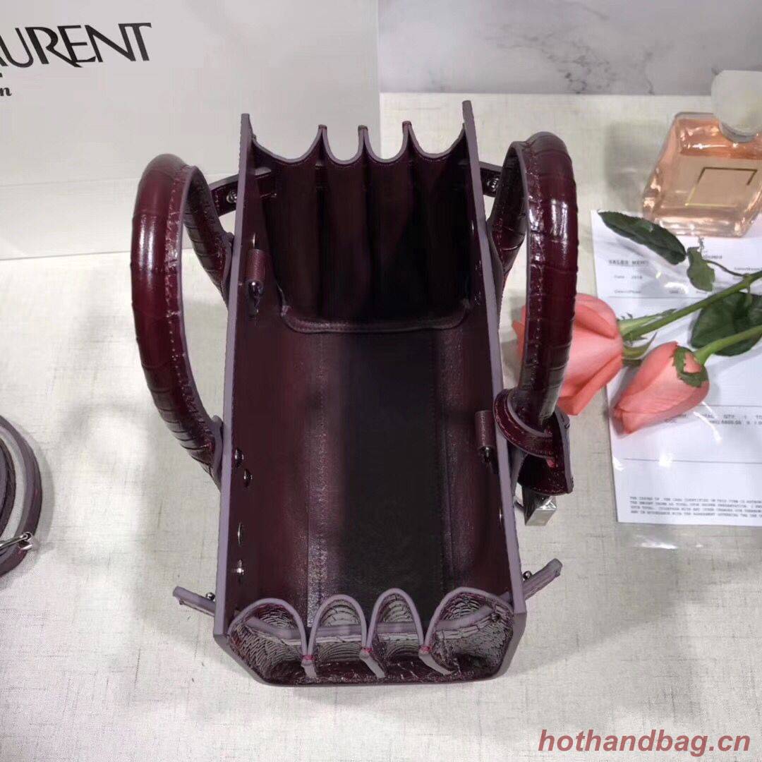 SAINT LAURENT Crocodile-Embossed Leather Organ Bag 392035 Wine SAINT LAURENT Crocodile-Embossed Leather Organ Bag 392035 Wine