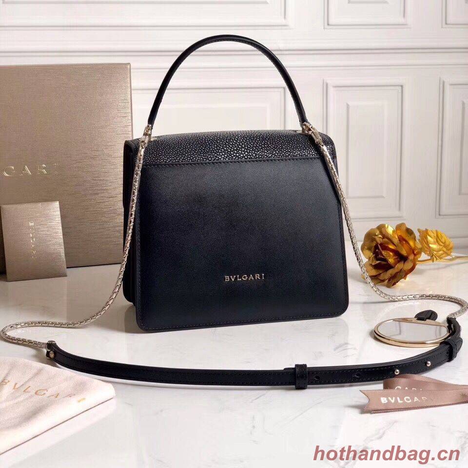 BVLGARI Serpenti Forever Devil Pearl Fish Skin Leather Shoulder Bag 058962 Black BVLGARI Serpenti Forever Devil Pearl Fish Skin Leather Shoulder Bag 058962 Black