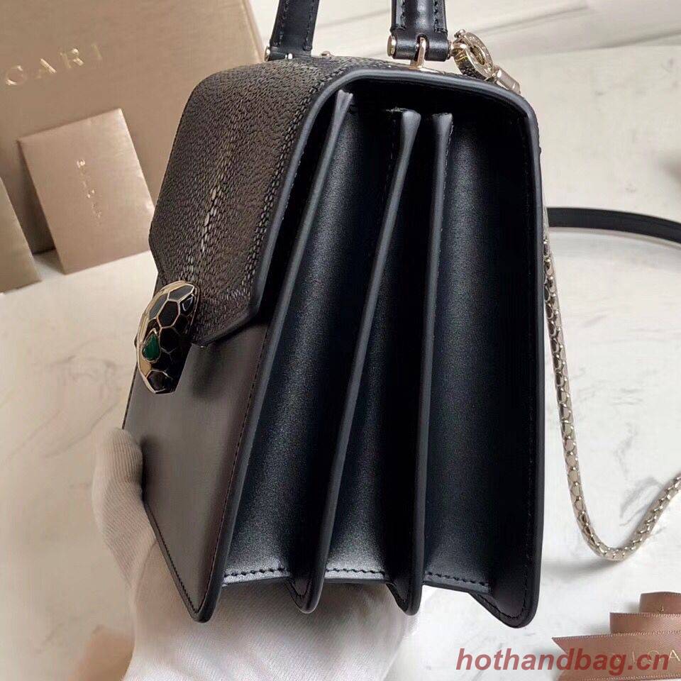 BVLGARI Serpenti Forever Devil Pearl Fish Skin Leather Shoulder Bag 058962 Black BVLGARI Serpenti Forever Devil Pearl Fish Skin Leather Shoulder Bag 058962 Black