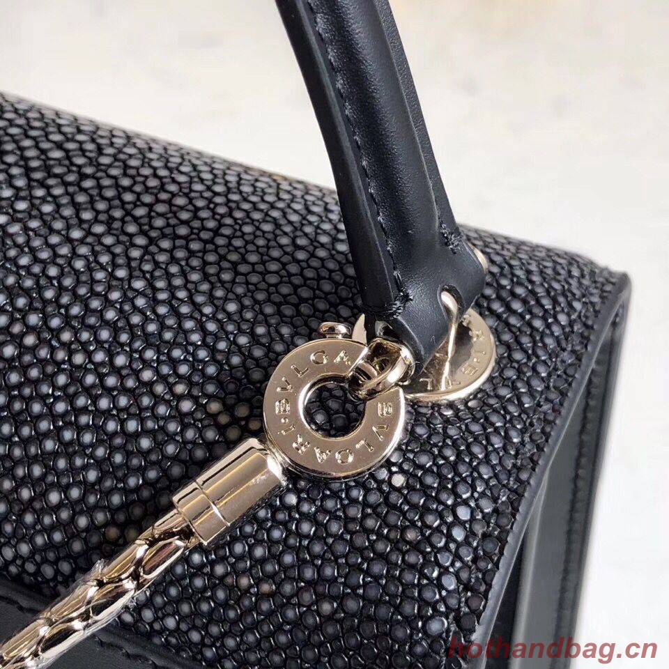BVLGARI Serpenti Forever Devil Pearl Fish Skin Leather Shoulder Bag 058962 Black BVLGARI Serpenti Forever Devil Pearl Fish Skin Leather Shoulder Bag 058962 Black