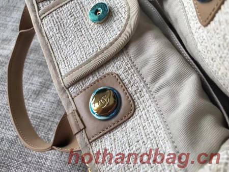Chanel Canvas Original Leather Shoulder Shopping Bag A2369 creamy Chanel Canvas Original Leather Shoulder Shopping Bag A2369 creamy