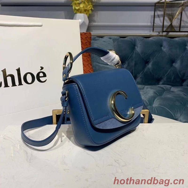 Chloe Original Calfskin Leather Top Handle Small Bag 3S030 Blue Chloe Original Calfskin Leather Top Handle Small Bag 3S030 Blue
