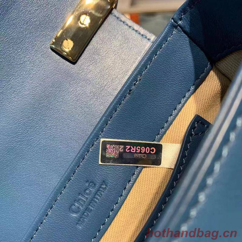 Chloe Original Calfskin Leather Top Handle Small Bag 3S030 Blue Chloe Original Calfskin Leather Top Handle Small Bag 3S030 Blue