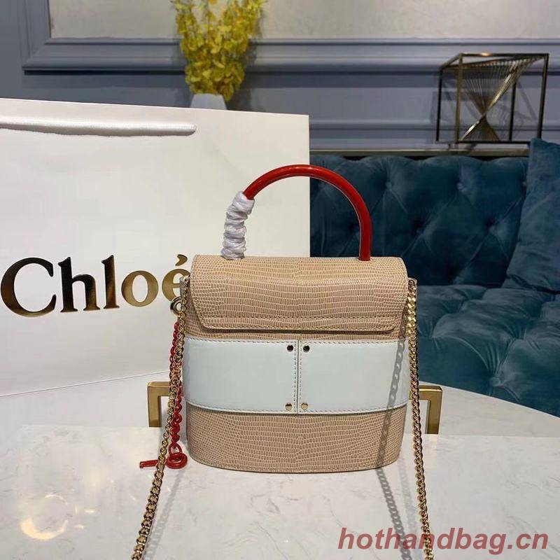 Chloe Small Aby Lock Chain Bag in Embossed Lizard Effect on Calfskin & Goatskin 3S035 White Chloe Small Aby Lock Chain Bag in Embossed Lizard Effect on Calfskin & Goatskin 3S035 White