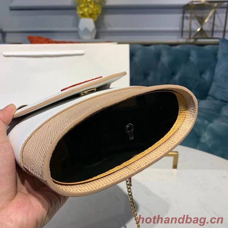 Chloe Small Aby Lock Chain Bag in Embossed Lizard Effect on Calfskin & Goatskin 3S035 White Chloe Small Aby Lock Chain Bag in Embossed Lizard Effect on Calfskin & Goatskin 3S035 White