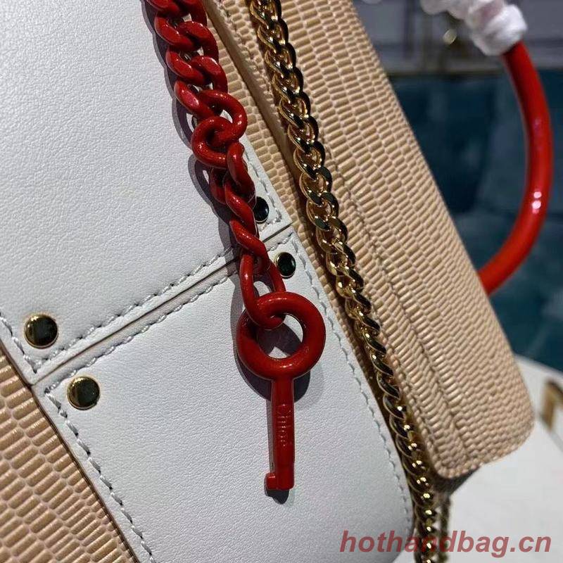 Chloe Small Aby Lock Chain Bag in Embossed Lizard Effect on Calfskin & Goatskin 3S035 White Chloe Small Aby Lock Chain Bag in Embossed Lizard Effect on Calfskin & Goatskin 3S035 White