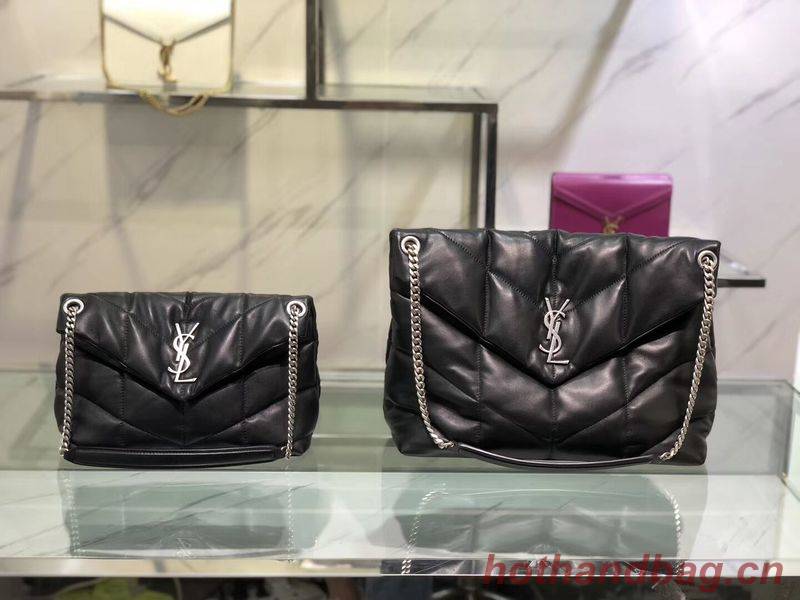 Yves Saint Laurent LOULOU PUFFER MEDIUM BAG IN QUILTED CRINKLED MATTE LEATHER Y577475 Black Yves Saint Laurent LOULOU PUFFER MEDIUM BAG IN QUILTED CRINKLED MATTE LEATHER Y577475 Black