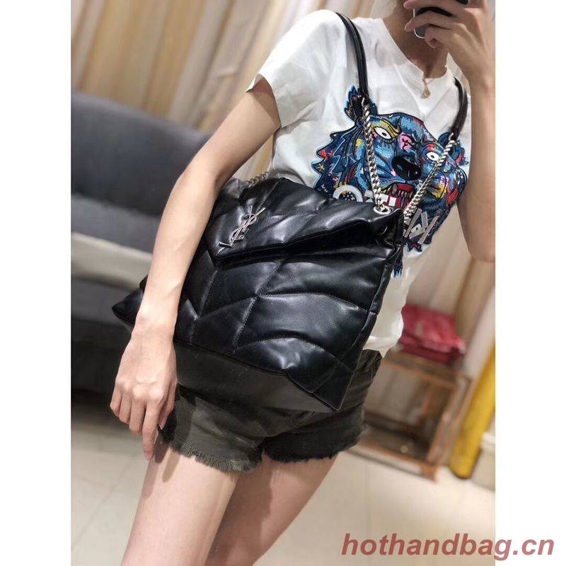 Yves Saint Laurent LOULOU PUFFER MEDIUM BAG IN QUILTED CRINKLED MATTE LEATHER Y577475 Black Yves Saint Laurent LOULOU PUFFER MEDIUM BAG IN QUILTED CRINKLED MATTE LEATHER Y577475 Black