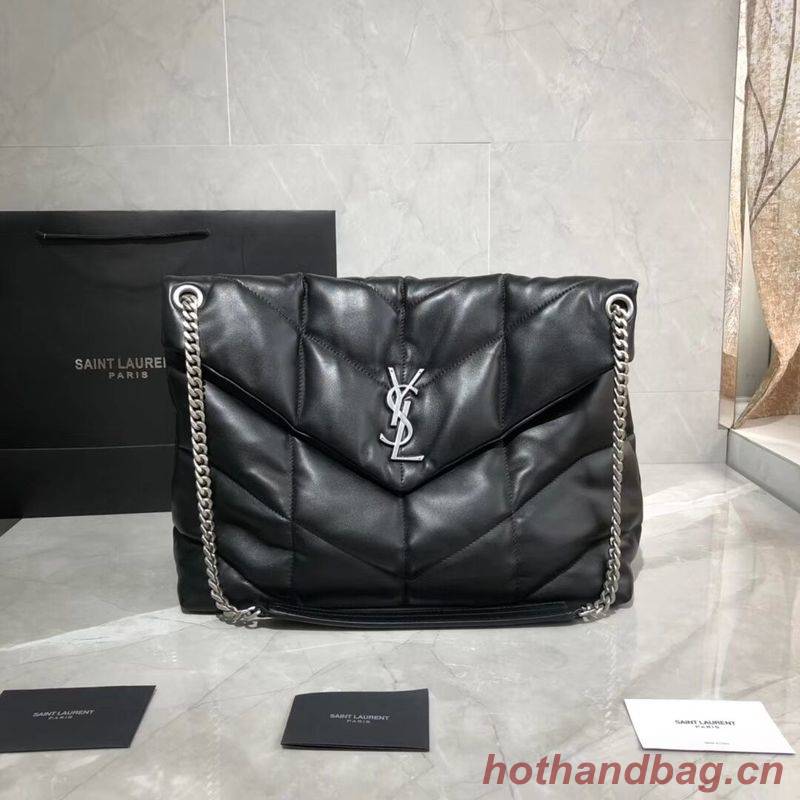 Yves Saint Laurent LOULOU PUFFER MEDIUM BAG IN QUILTED CRINKLED MATTE LEATHER Y577475 Black Yves Saint Laurent LOULOU PUFFER MEDIUM BAG IN QUILTED CRINKLED MATTE LEATHER Y577475 Black