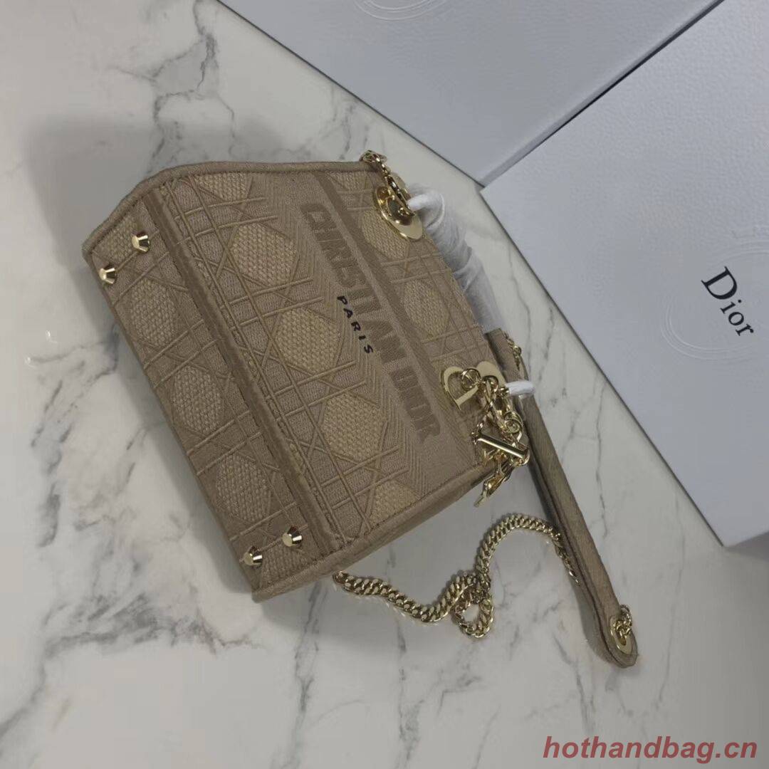 MINI LADY DIOR TOTE BAG IN EMBROIDERED CANVAS C4531 Nude