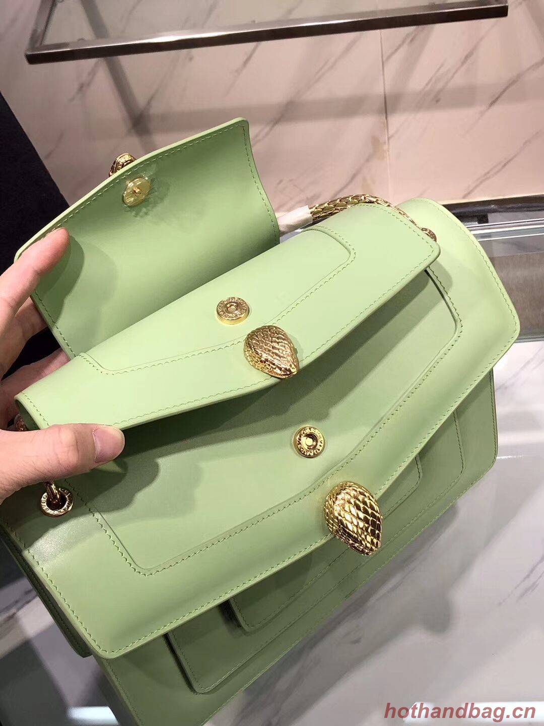 BVLGARI Serpenti Forever leather shoulder bag B288620 green BVLGARI Serpenti Forever leather shoulder bag B288620 green