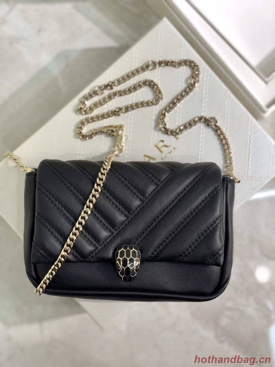 BVLGARI Shoulder Bag Calfskin Leather B288760 black BVLGARI Shoulder Bag Calfskin Leather B288760 black