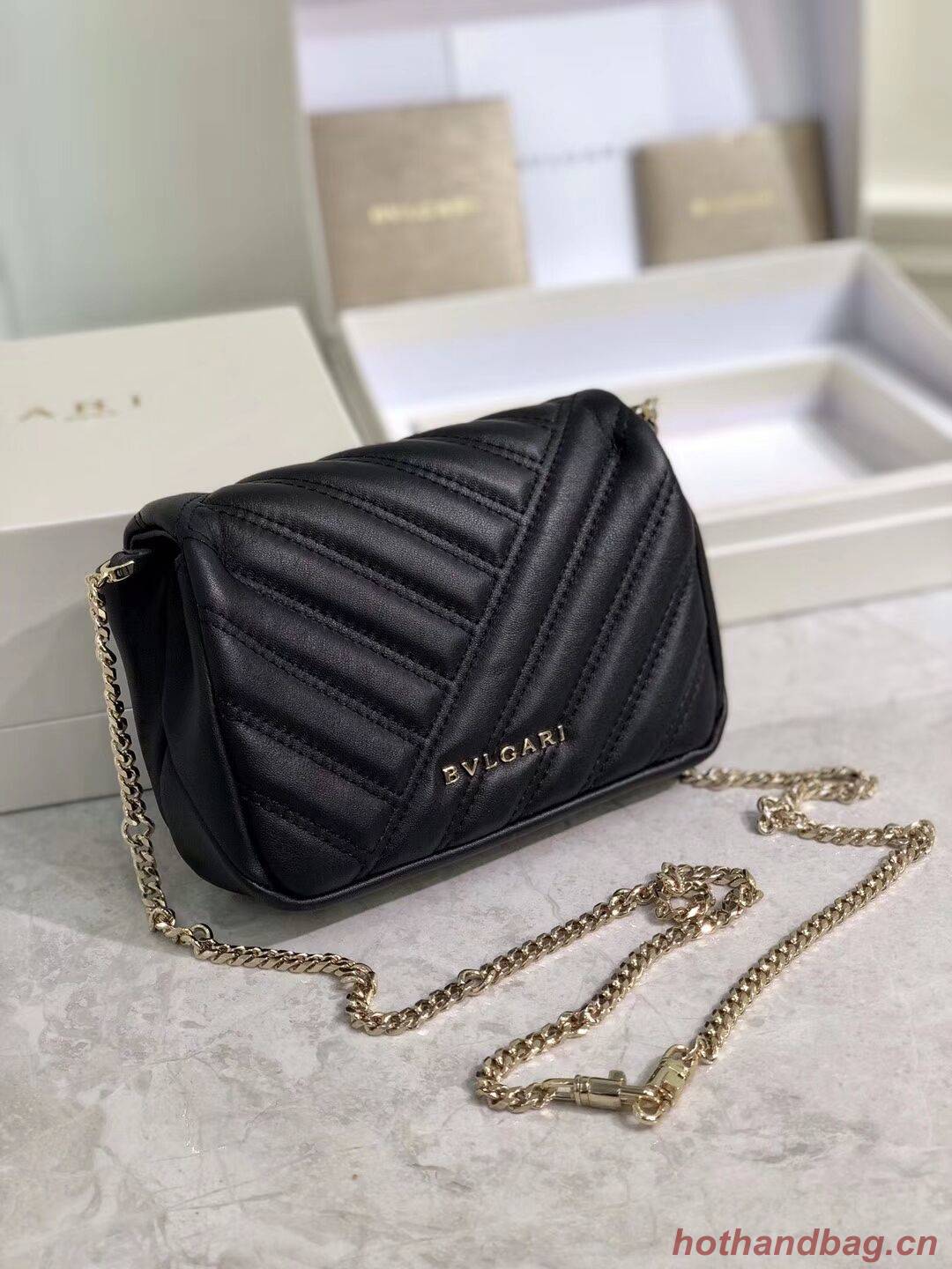 BVLGARI Shoulder Bag Calfskin Leather B288760 black BVLGARI Shoulder Bag Calfskin Leather B288760 black