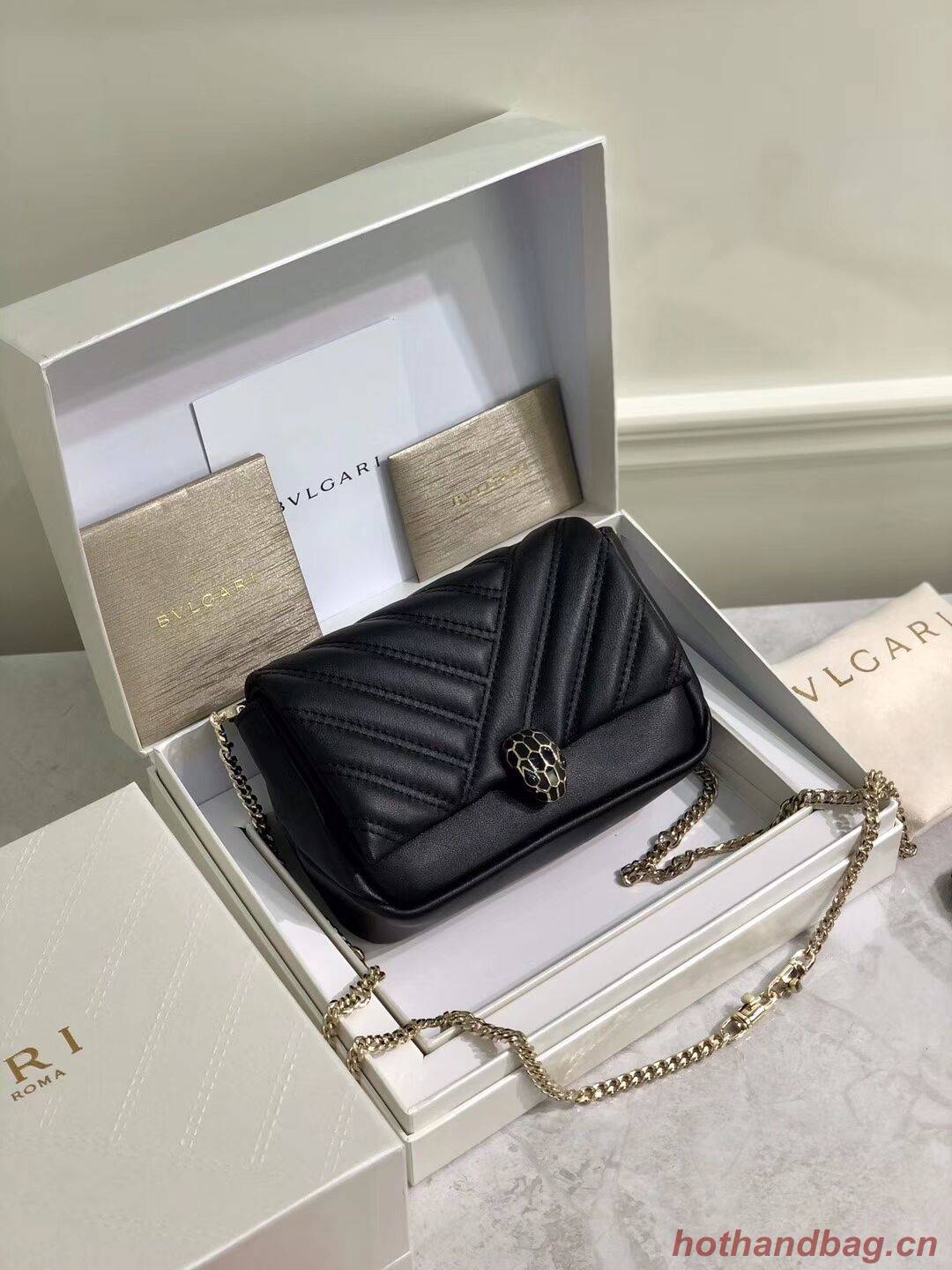 BVLGARI Shoulder Bag Calfskin Leather B288760 black BVLGARI Shoulder Bag Calfskin Leather B288760 black