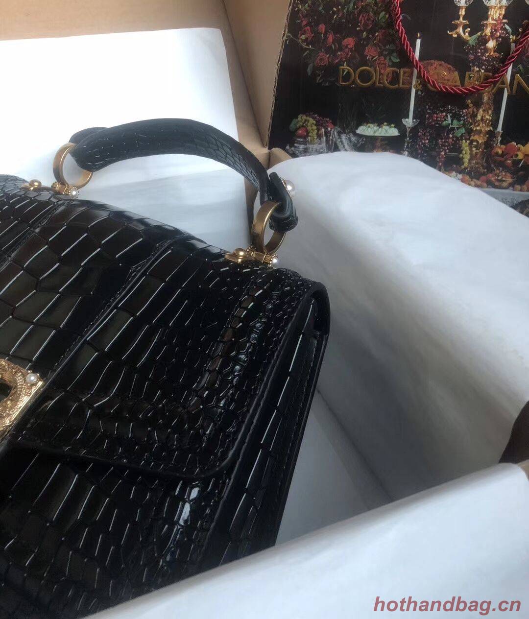 Dolce & Gabbana Origianl Crocodile Leather Bag 4916E Black Dolce & Gabbana Origianl Crocodile Leather Bag 4916E Black