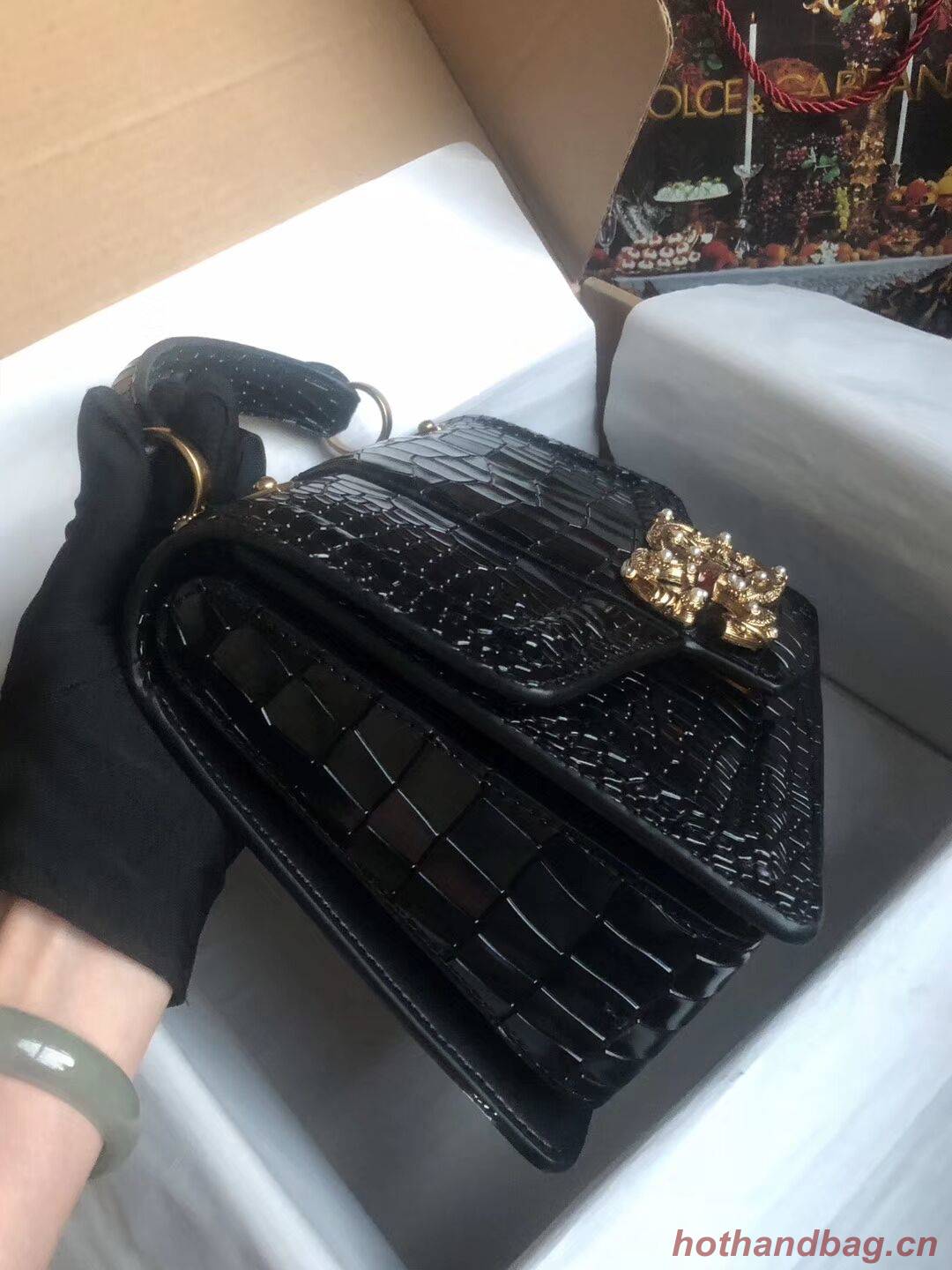 Dolce & Gabbana Origianl Crocodile Leather Bag 4916E Black Dolce & Gabbana Origianl Crocodile Leather Bag 4916E Black