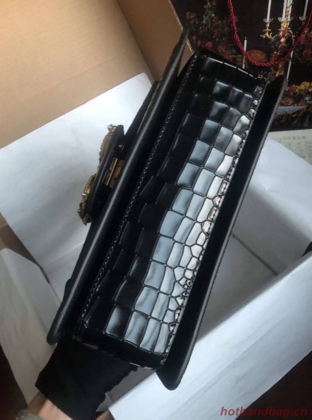 Dolce & Gabbana Origianl Crocodile Leather Bag 4916E Black Dolce & Gabbana Origianl Crocodile Leather Bag 4916E Black