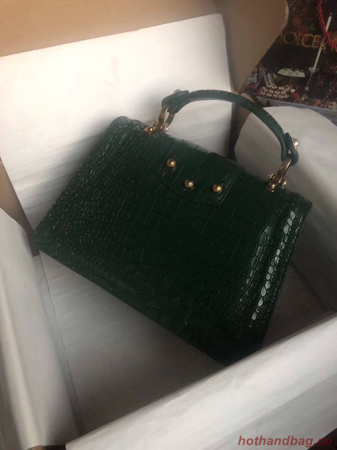 Dolce & Gabbana Origianl Crocodile Leather Bag 4916E Blackish green Dolce & Gabbana Origianl Crocodile Leather Bag 4916E Blackish green