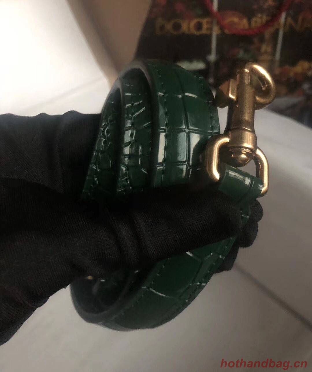 Dolce & Gabbana Origianl Crocodile Leather Bag 4916E Blackish green Dolce & Gabbana Origianl Crocodile Leather Bag 4916E Blackish green