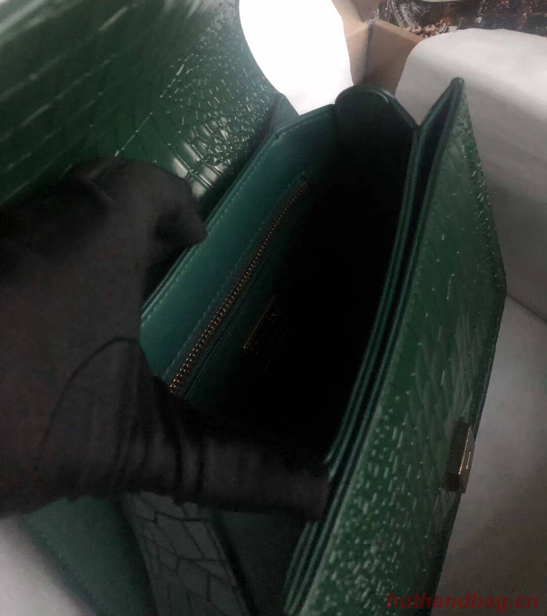 Dolce & Gabbana Origianl Crocodile Leather Bag 4916E Blackish green Dolce & Gabbana Origianl Crocodile Leather Bag 4916E Blackish green