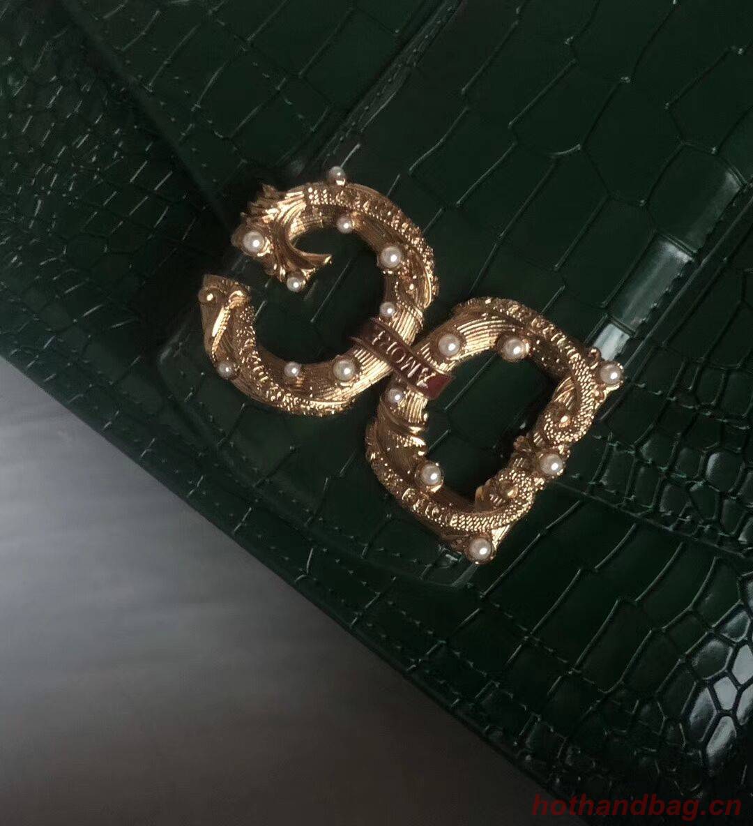 Dolce & Gabbana Origianl Crocodile Leather Bag 4916E Blackish green Dolce & Gabbana Origianl Crocodile Leather Bag 4916E Blackish green